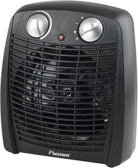 Bestron Calefactor, Termoventilador con 2 niveles de potencia, incl. protección antivuelco y contra sobrecalentamiento, para habitaciones de hasta 20 m², 2000 vatios, color: negro