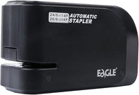 Eagle - Grapadora eléctrica resistente con capacidad para 20 hojas y alimentación por batería o CA (negra)