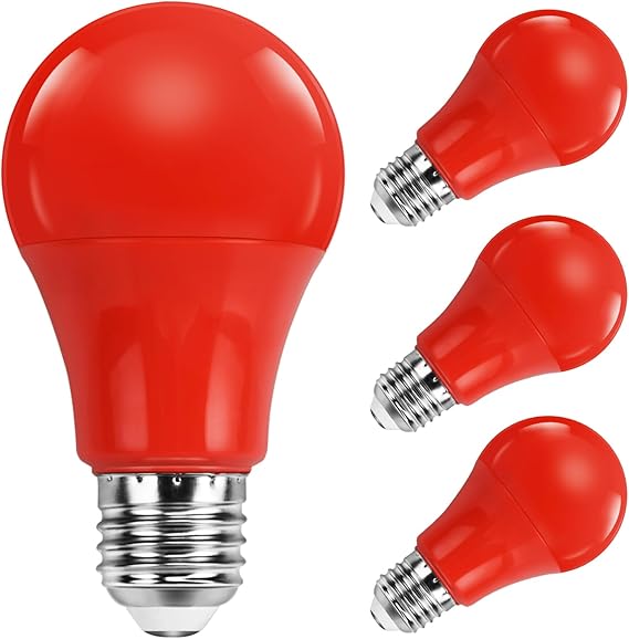 SCNNC bombilla LED A60/A19 E27 roja de 9 W, AC85-265 V, equivalente a bombilla de color incandescente de 90 W, rosca E27, para Navidad, Halloween, decoración, fiesta, bar, vacaciones
