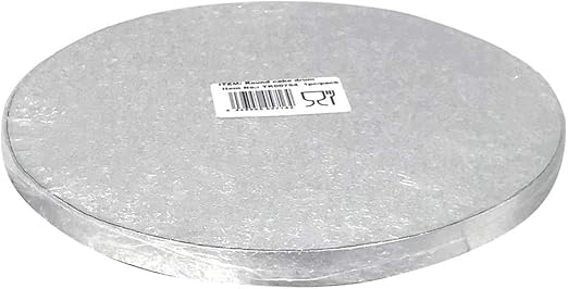 dekora - Base para Tartas Redonda - Diámetro 25 cm - Bandeja de Cartón Rígido Recubierto con Papel de Aluminio - Apto para Contacto Alimentario y Reutilizable - Color Plata