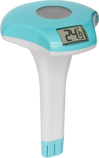 TFA Dostmann Termómetro digital para piscina 30.2033.20, funciona con energía solar, flotante, con correa de fijación, medición de la temperatura del agua, color blanco y turquesa