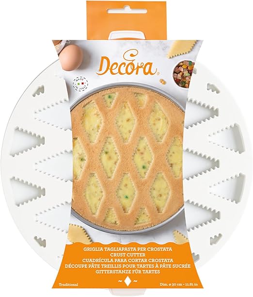 Decora 0215802 Rejilla Cortapastas para Pastiera, Hecha de Plástico, Ideal para Crear la Decoración de la Pastiera, Diámetro Ø 30 cm. Diseño patentado.