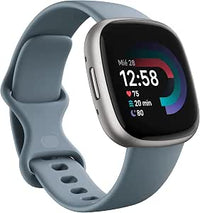 Fitbit Versa 4, el smartwatch que te ayuda a ponerte en forma con GPS integrado, hasta 6 días de batería y compatible con iOS 15 & Android OS 9.0, Azul menta/Aluminio platino