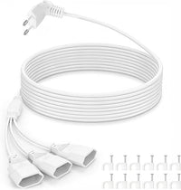 VINATO 3 in 1 Verlängerungskabel Flachstecker, Eurostecker Verlängerung 20cm, Stromkabel Flach 250V/2,5A, Mehrfachsteckdose flachem Design für Haushalt und Reise