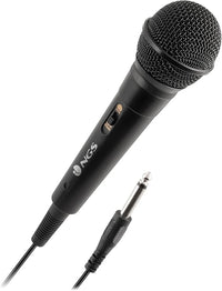 NGS Singer Fire - Micrófono Vocal Dinámico, Micrófono con Cable de 3 Metros, Conexión Jack 6,3mm y Botón On/Off (1)