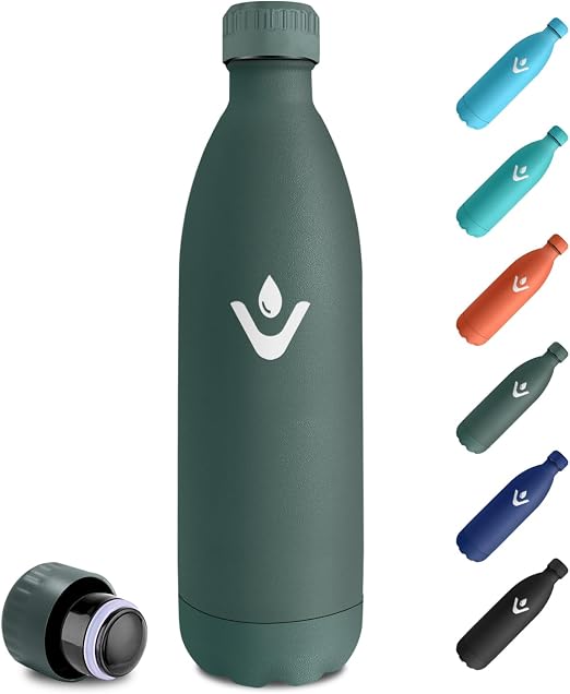 Botella Termica 1L, Cantimplora Termica con Doble Pared, Garrafa Termica sin BPA, Cantimplora Acero Inoxidable Reutilizable para Niños, Adultos, Escuela, Oficina, Viajes, Deporte, Yoga, Senderismo