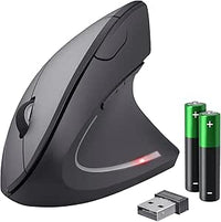 Trust Verto Ratón Vertical, Ratón Ergonómico Inalámbrico 800/1200/1600 dpi, 2.4GHz, Microrreceptor USB, Iluminado, para PC, Ordenador, Laptop, Desktop, Mac, Pilas Incluidas - Negro