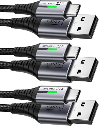 INIU Cable USB C, [3 Pack 3.1A] Cable Trenzado Nilón de Carga Rápida QC3.0 Cable USB Tipo C, [2m+2m+0,5m] Cable Sincronización de Datos para iPhone 17 16 Samsung S25 Google 10 Switch 2, Xiaomi Redmi