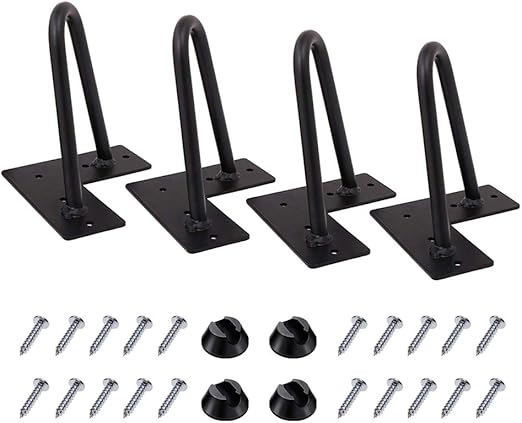 Patas de Horquilla de Metal Resistente para gabinete, gabinete, gabinete, Mueble TV, cajones, mesita de Noche, 3/8" Dia Satin Negro de Dos Barras para Muebles DIY (20 cm, Negro)