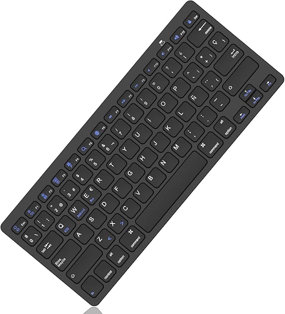 WAVATA Teclado Bluetooth para iOS/iPad/iPhone/Android/Samsung/Huawei/Windows y Cualquier Dispositivo, Inalámbrico Portátil - Negro