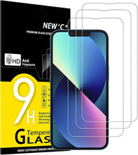 NEW'C 3 Piezas, Protector Pantalla para iPhone 14, iPhone 13, iPhone 13 Pro (6,1 Pulgadas), Cristal templado Antiarañazos, Antihuellas, Dureza 9H, 0.33 mm Ultra Transparente, Ultra Resistente