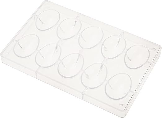 DECORA 0050050 Molde para Huevos de Chocolate en Policarbonato 10 Cavidades 60 x 42 mm, Ideal para Preparar Chocolates Brillantes y Crujientes, Diseño Profesional