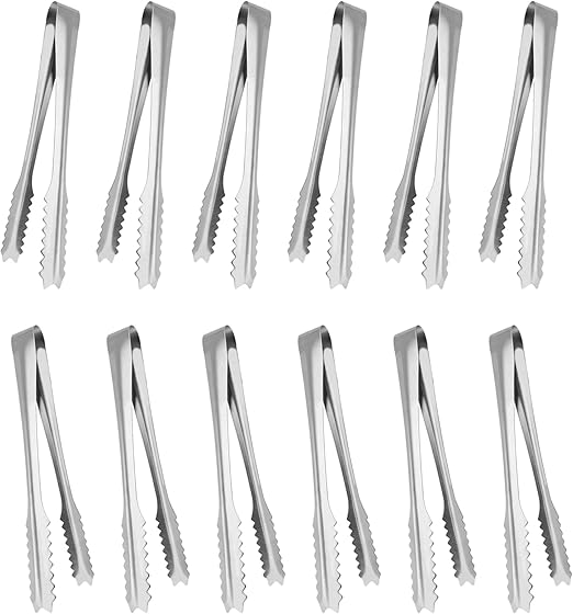 Nutabevr 12 piezas pinzas de cocina en acero inox, pinzas para cubitos de hielo, pinzas para ensalada, pinzas para dulces, pinzas para hornear, Juego de pinzas para barbacoa, para Barbacoa y Cocina