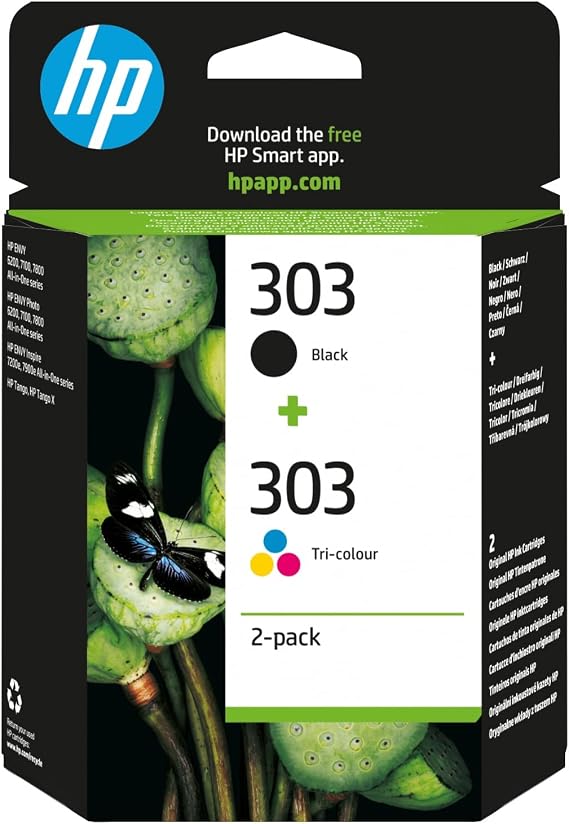 HP 303 Noir et Trois Couleurs, Lot de 2 Cartouches Encre Originales