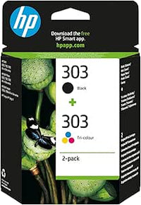 HP 303 3YM92AE, Negro y Tricolor, Cartuchos de Tinta Originales, Pack de 2, compatible con impresoras de inyección de tinta HP Tango y Tango X; Envy 6220,6230,7130,7830
