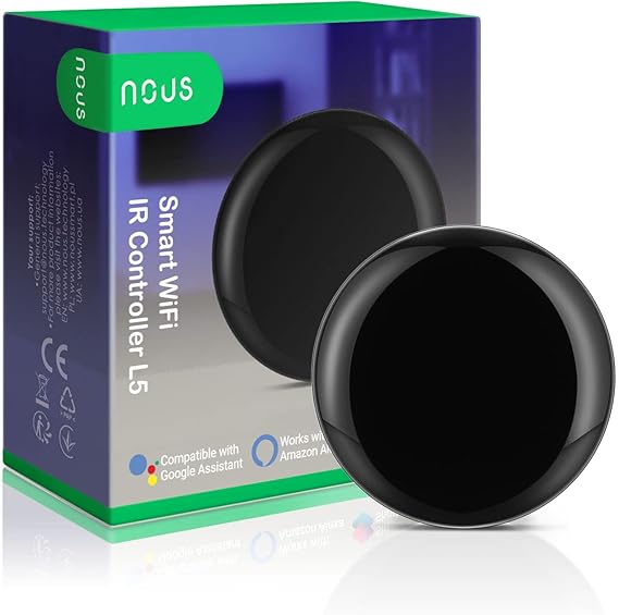 Nous L5 Transmisor de Infrarrojos Tuya Smart Life Hub, Dispositivos Google Home, Dispositivos compatibles con Alexa, Mando a Distancia Wi-Fi, Dispositivos, Mando a Distancia, 2.4 GH