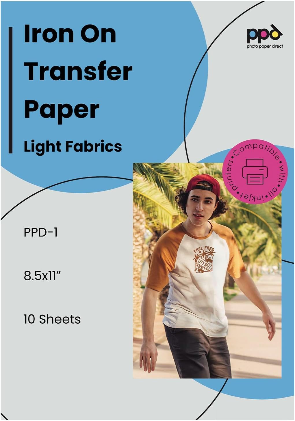 PPD A4 x 40 Hojas de Papel de Transferencia Térmica Para Camisetas, Mascarillas y Tejidos Blancos o Claros - Para Impresora de Inyección de Tinta Inkjet - PPD-1-40