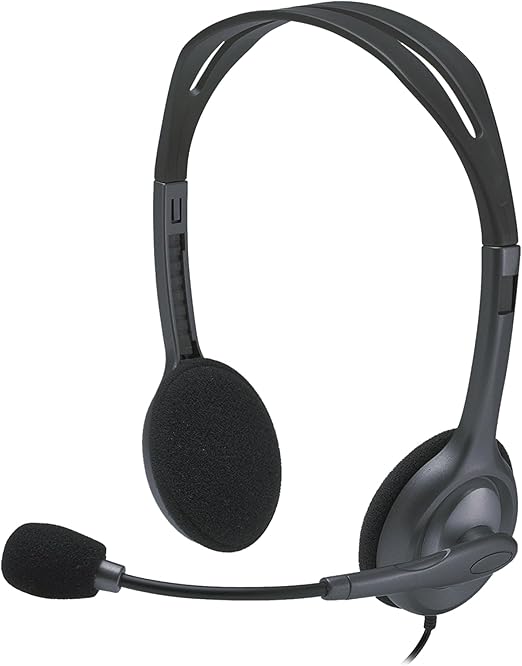 Logitech H111 Cuffie Cablate per Computer, Stereo con Microfono, Cancellazione Rumore, ‎Jack Audio da 3.5 mm, PC, Mac, Laptop, Smartphone, Tablet - Nero