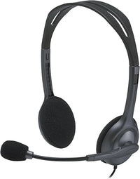 Logitech H111 Cuffie Cablate per Computer, Stereo con Microfono, Cancellazione Rumore, ‎Jack Audio da 3.5 mm, PC, Mac, Laptop, Smartphone, Tablet - Nero