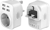 Hoppac Adaptador Enchufe UK Tipo G 5 en 1 con 3 USB-A y 1 USB-C