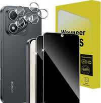 Wayneer Protector de Pantalla de Privacidad para Honor 400 Lite 5G, 2 Piezas Cristal Templado + 2 Piezas Protector de Lente de Cámara, 9H Anti Espía Vidrio Templado