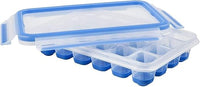 EMSA Clip & Close Frischhaltedose, Eiswürfelform, 22,6 x 16,5 x 4,9 cm, flexibler Boden, Aufbewahrungsbox, 100 Prozent dicht, spülmaschinen-, gefrier-, mikrowellenfest, azul, Made in Germany, 514549