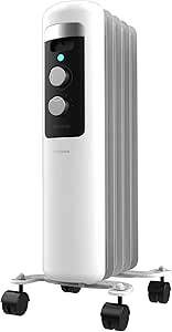 Cecotec Radiador Eléctrico de Aceite Bajo Consumo de 5 Módulos ReadyWarm 550 Space White. 1000W, 3 Niveles de Potencia, Sistema de seguridad y Ruedas, Ideal para 12m², Blanco