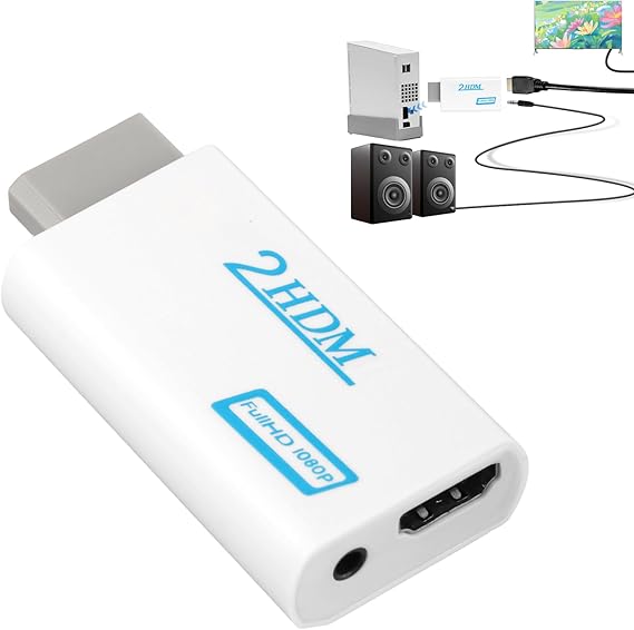 Adaptador Wii HDMI Convertidor de Vídeo Converter Full HD 1080P 3,5mm Salida de Audio Admite Todos Los Modos Pantalla for W-ii Display Modes NTSC para Nintendo Monitor Projector TV Juegos Proyector
