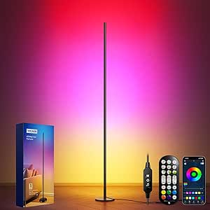 Lámpara de Pie LED Regulable RGB para sala de estar, 160 cm, con control por aplicación y mando a distancia, sincronización de música y temporizador, para decoración de fiestas
