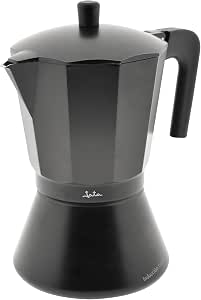 Jata CFI6 - Cafetera Italiana Inducción, Capacidad 6 Tazas, Apta para Todo Tipo de Cocinas, Cuerpo Aluminio, Negro