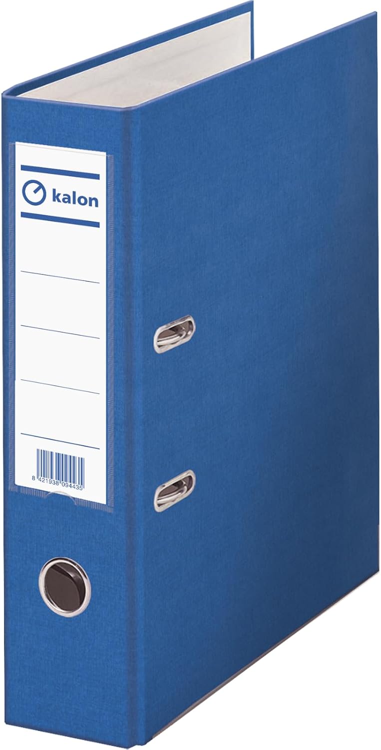 Archivador 2 Anillas Kalon - Tamaño Folio 29x35 cm, Lomo Ancho 7 cm con Tarjetero Personalizable, Capacidad 520 Hojas, Palanca de Apertura Suave, Forrado Anti Golpes y Rallones - Verde