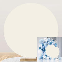 Ttincceer Fondo Redondo Beige 150cm para fotografía de niño niña cumpleaños bebé Bautismo Fiesta (sin Arco) para Hombre Mujer Boda Fiesta Despedida de Soltera Pancarta Accesorio para Fotos