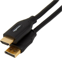AmazonBasics Cable DisplayPort (Fuente) a HDMI (Pantalla), unidireccional, 4K a 30Hz, 1920 x 1200, 1080p, Conectores chapados en Dorado, 1.83 m, Negro