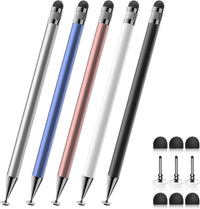 Stylus (5 Unidades), lápiz Capacitivo 2 en 1 para Pantalla táctil, Alta precisión y sensibilidad, Adecuado para iPhone/iPad/tabletas Android, Compatible con Todas Las Pantallas táctiles (Negro/Blanco