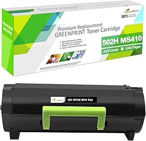 GREENPRINT 502H 50F2H00 Cartucho de Tóner Compatible 5000 Páginas de Alta Capacidad para MS410d MS410dn MS415dn MS510 MS510dn MS315dn MS310d MS310dn MS312dn MS610de MS610dn MS610dte MS610dtn Impresora