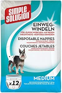 Simple Solution Desechables Pañales para Perros Hembra, Ajuste Super Absorbente a Prueba de Fugas, Indicador de Humedad 12 Paquetes