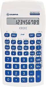OSAMA - Calcolatrice Scientifica 56 Funzioni, 10 Cifre Mantissa e 2 Esponente, Cose per la Scuola con Custodia Scorrevole Valida per Esami di Stato - Materiale Scolastico per Back to School, Blu