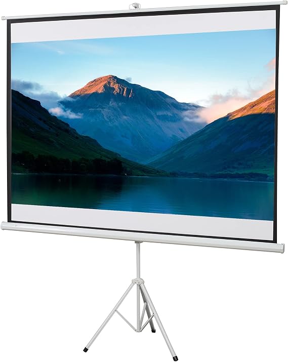 HOMCOM Pantalla de Proyector Manual con Soporte 100 Pulgadas Pantalla de Proyección Portátil Formato 4:3 para Interior y Exterior Cine en Casa Patio 203x152 cm Blanco