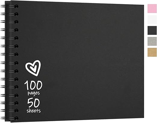 Vienrose DIY Álbum de Recortes 20,5X28 cm Libro de Recortes de Papel Kraft de Tapa Dura Álbumes de Fotos con 100 Páginas en Blanco para Boda Baby Shower, Negro