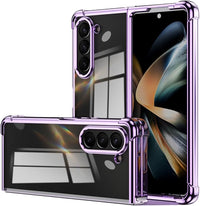 UPLAI Funda para Samsung Galaxy Z Fold5 (Z Fold 5), Très Mince Galvanoplastie Transparent Antichoc Funda con Airbag Protección, Souple TPU Silicone Bumper Élégant Pli Étui. Violet