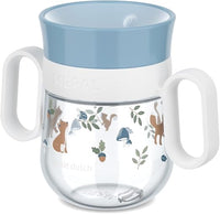 Mepal - Trinklernbecher 360° Mio Little Dutch - Auslaufsicher - 360 Rand ermöglicht das Trinken von jeder Seite - Leicht zu haltende Griffe - 200 ml - Forest Friends