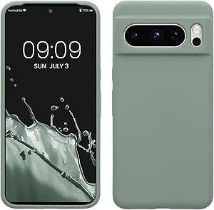 kwmobile Carcasa Compatible con Google Pixel 8 Pro Funda - Case TPU y Silicona antigolpes - Apto Carga inalámbrica - Verde Ahumado