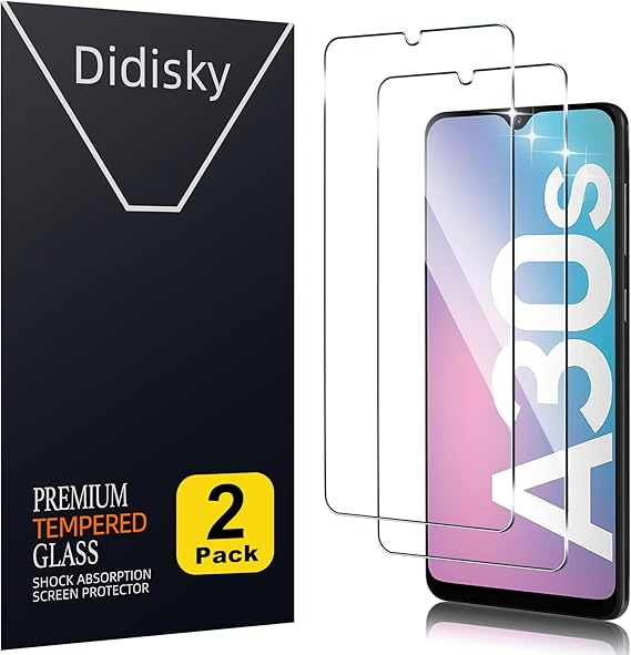 Didisky [2-Unidades Cristal Templado Protector de Pantalla para Samsung Galaxy A30S/A40S, Antihuellas, Sin Burbujas, Fácil de Limpiar, 9H Dureza, Fácil de Instalar, Transparente