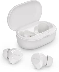 Philips TAT1209WT Auriculares True Wireless con Bluetooth - Auriculares pequeños, Gran Valor, un Sonido Natural con Graves dinámicos, Llamadas nítidas y Estuche de Carga tamaño Bolsillo - Blanco