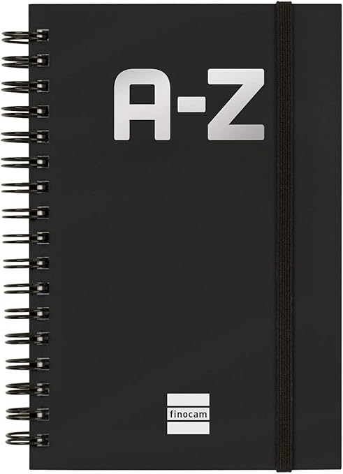 Finocam - Rubrica telefonica A-Z 100x150 mm Spirale doppia Nero