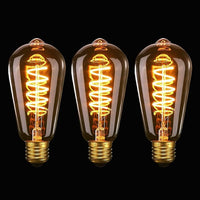 SageSunny Bombilla Edison Vintage E27 LED Regulables Bombillas ST64 4W 40W Equivalente Espiral Estilo Retro Antiguo Bombilla Filamento LED de Vidrio Ã¡mbar Decorativa LÃ¡mpara CÃ¡lida 2200k 3 pieza