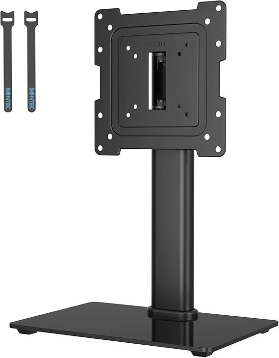 BONTEC Soporte TV Pie para Pantallas de 17-43 Pulgadas LCD/LED/OLED/Plasma/Curva, Mesa Universal con Giratorio y Altura Ajustable, Soporte Pie TV hasta 45kg, Máx VESA 200x200 mm