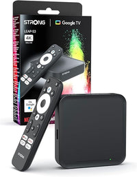 STRONG Leap-S3 TV Box Streaming 4K UHD Google TV con Puerto Ethernet, 2GB RAM + 16GB Almacenamiento, Chromecast Integrado, WiFi, Control por Voz Google, HDR10+, Dolby Atmos Y Dolby Vision
