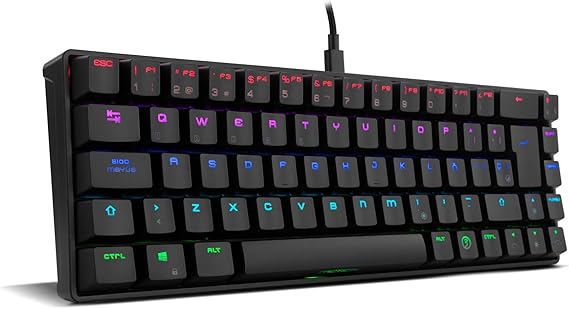 Ozone Gaming Gear Tactical – Mini Teclado Gaming mecánico 65%, Bluetooth y USB, switches Outemu Red, antighosting, LED RGB, Layout español, Color Negro