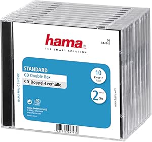 Hama CD-Doppel-Leerhülle, Standard, 10er-Pack, transparent-schwarz